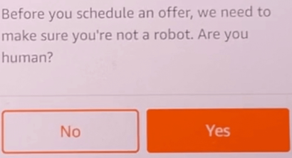 Are you human? – Amazon Flex while scheduling a block